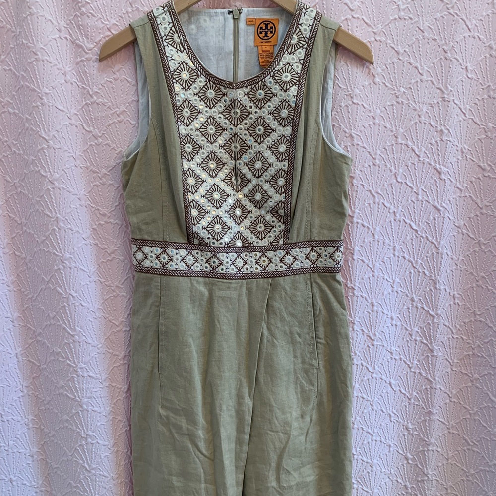 NWOT Tory Burch Linen Embroidered Shift Dress